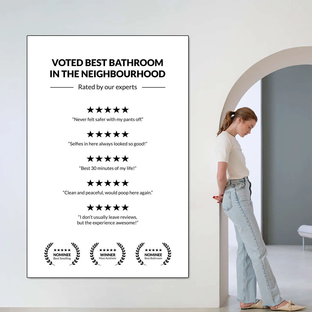 5 Star Bathroom Review Wall Art