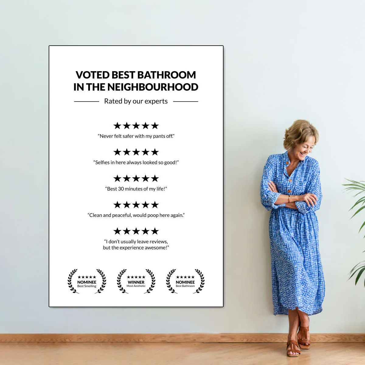 5 Star Bathroom Review Wall Art