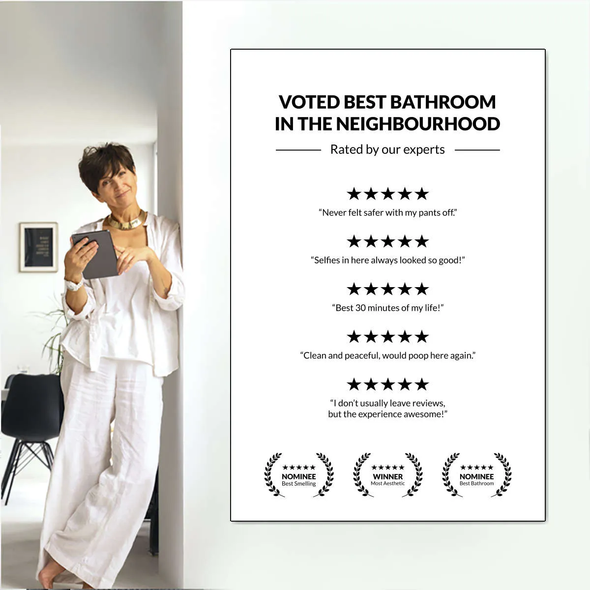 5 Star Bathroom Review Wall Art
