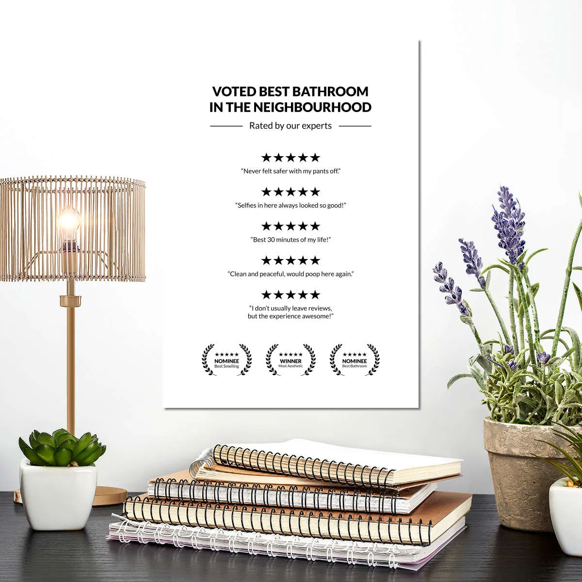 5 Star Bathroom Review Wall Art