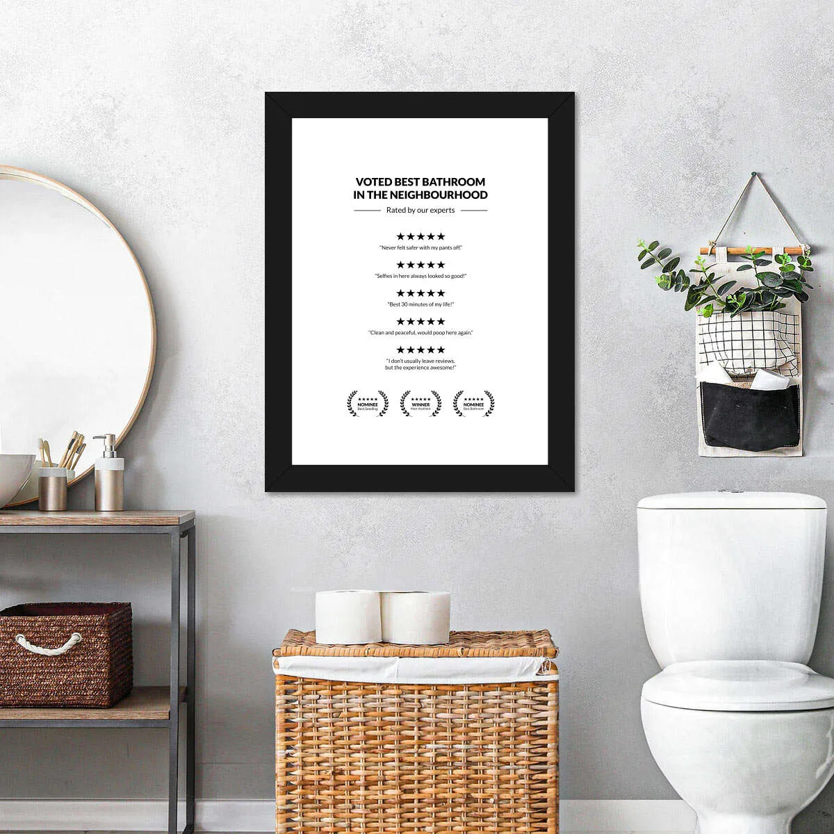 5 Star Bathroom Review Wall Art