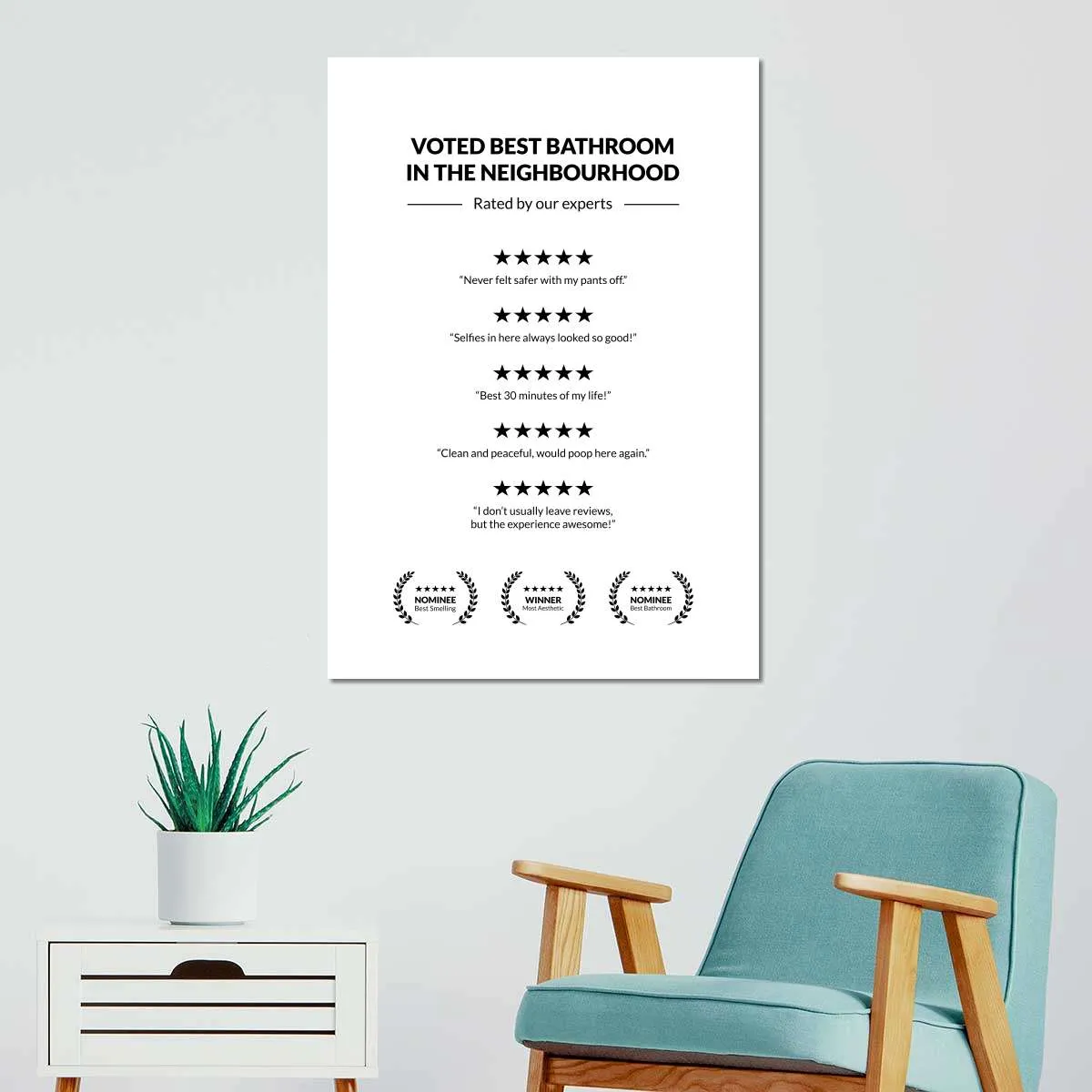 5 Star Bathroom Review Wall Art