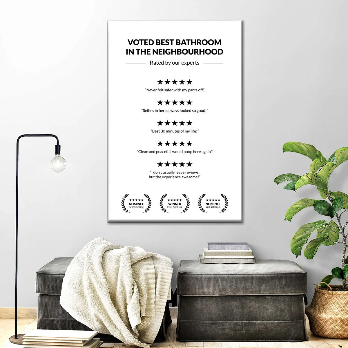 5 Star Bathroom Review Wall Art