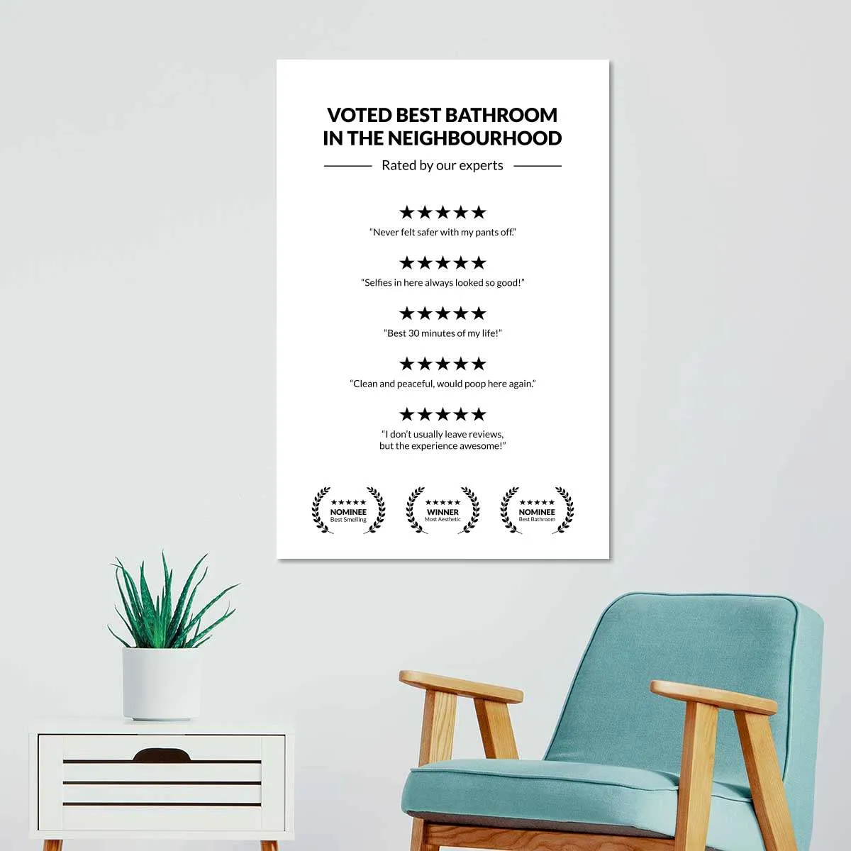 5 Star Bathroom Review Wall Art