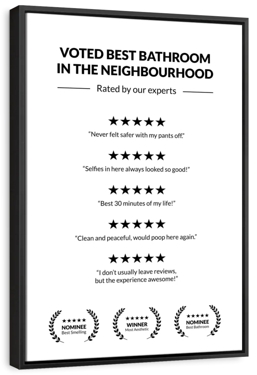 5 Star Bathroom Review Wall Art