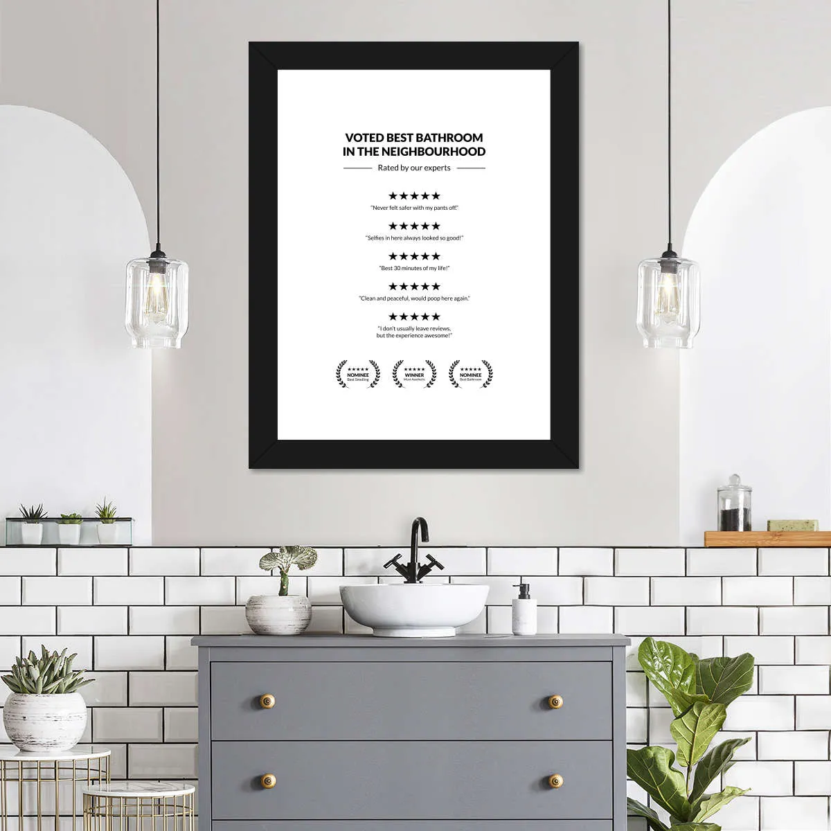 5 Star Bathroom Review Wall Art