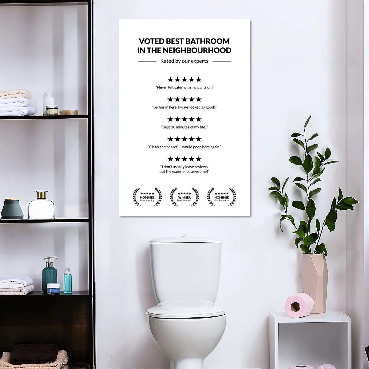 5 Star Bathroom Review Wall Art