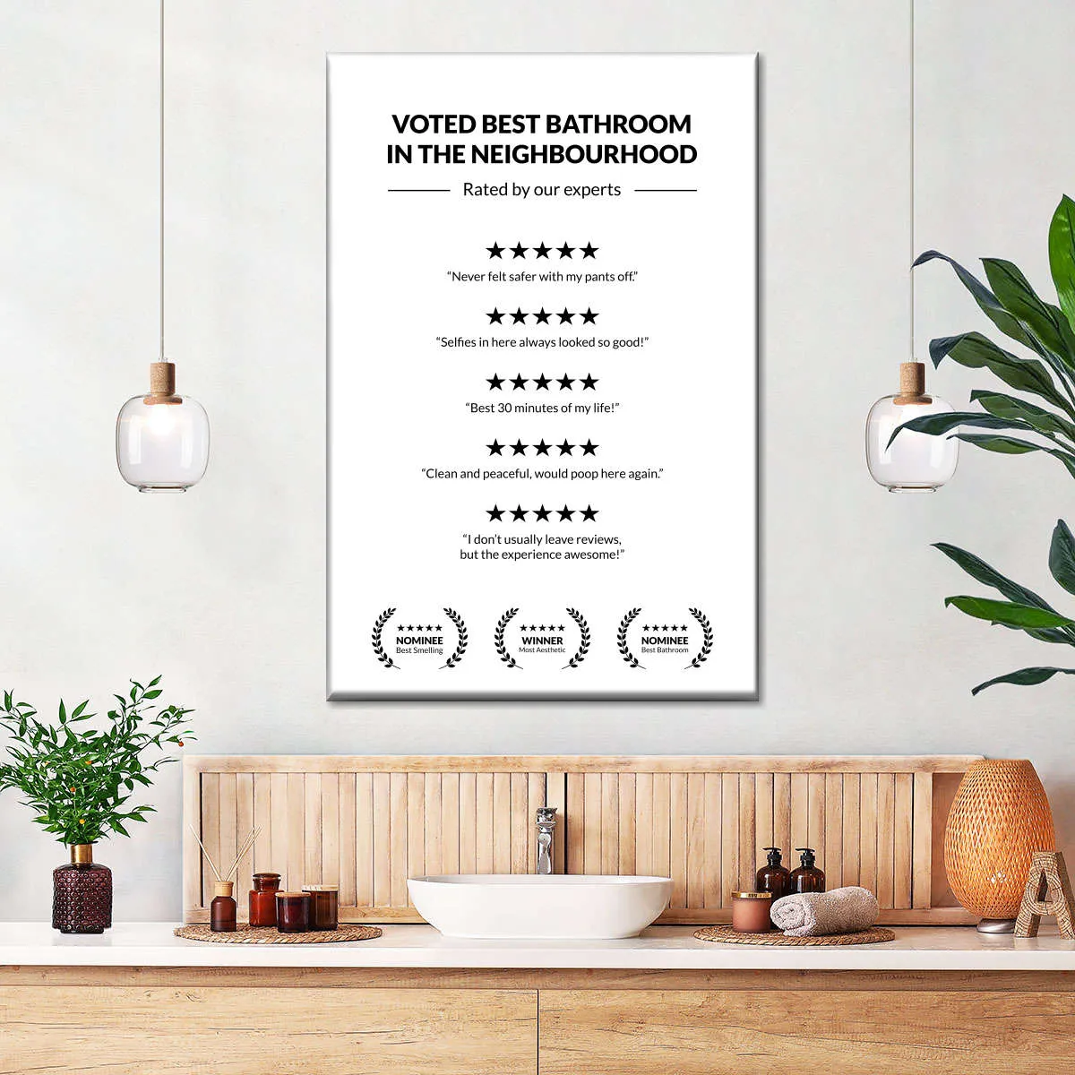 5 Star Bathroom Review Wall Art