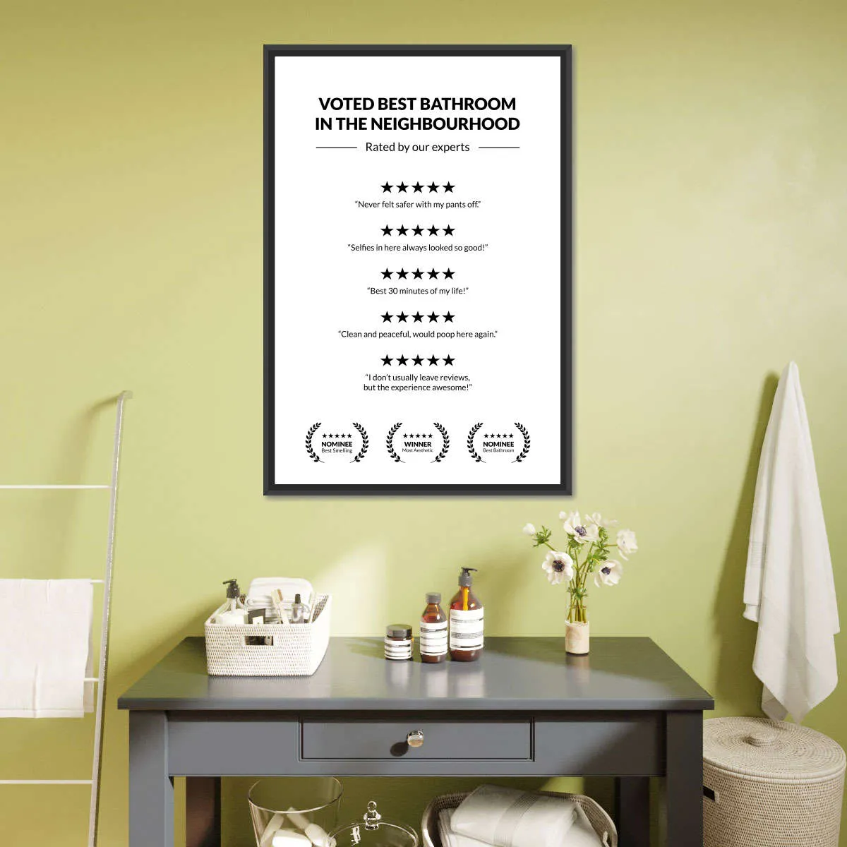 5 Star Bathroom Review Wall Art