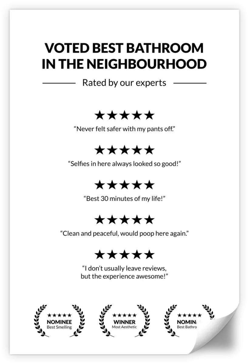 5 Star Bathroom Review Wall Art
