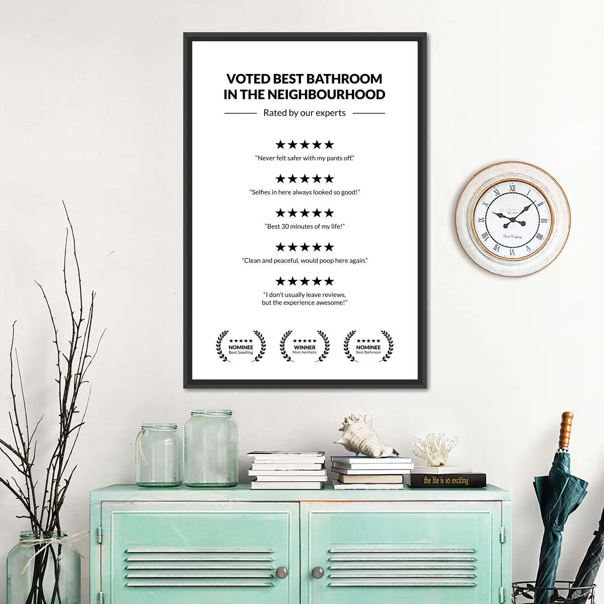 5 Star Bathroom Review Wall Art