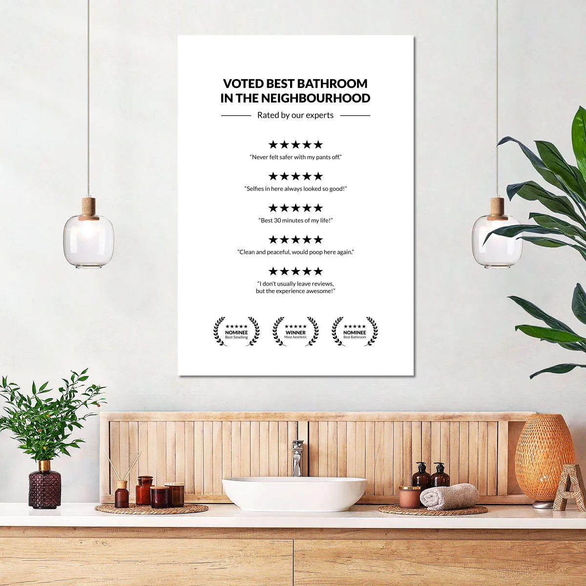 5 Star Bathroom Review Wall Art