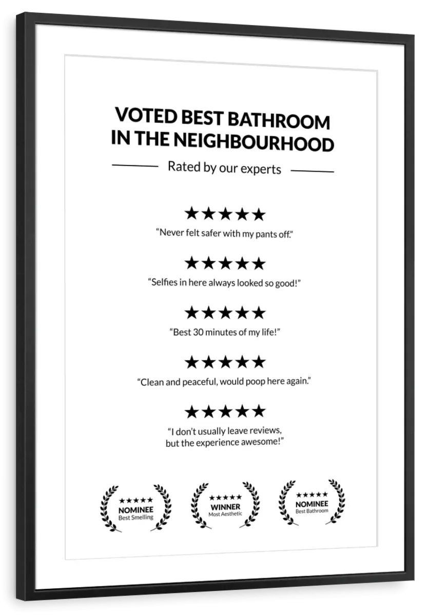 5 Star Bathroom Review Wall Art