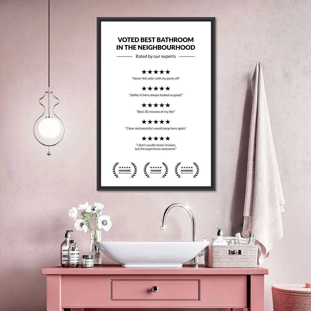 5 Star Bathroom Review Wall Art