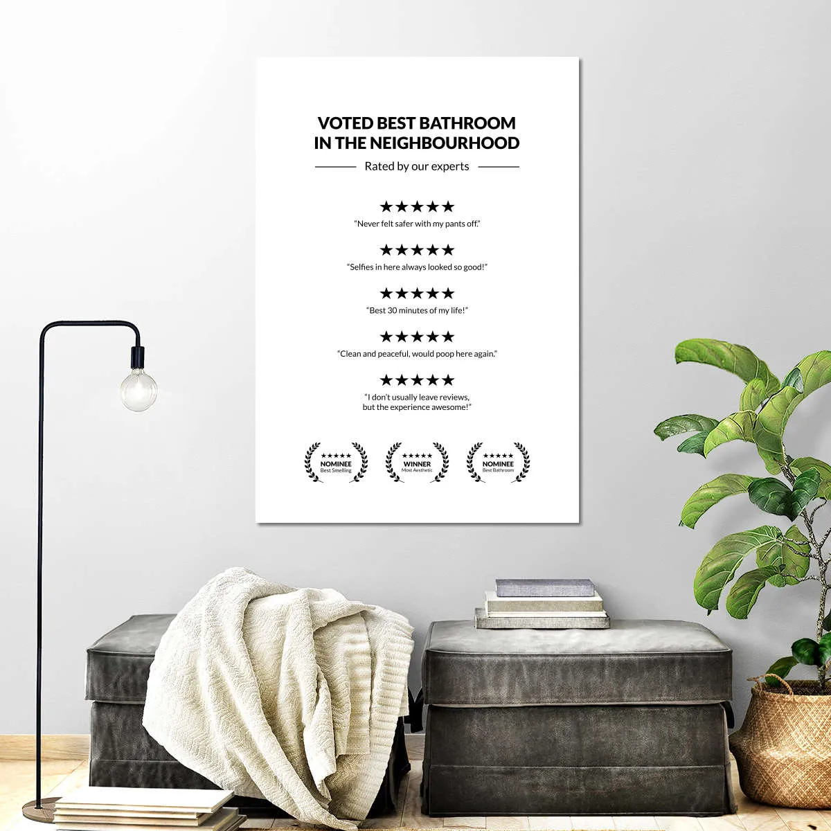 5 Star Bathroom Review Wall Art