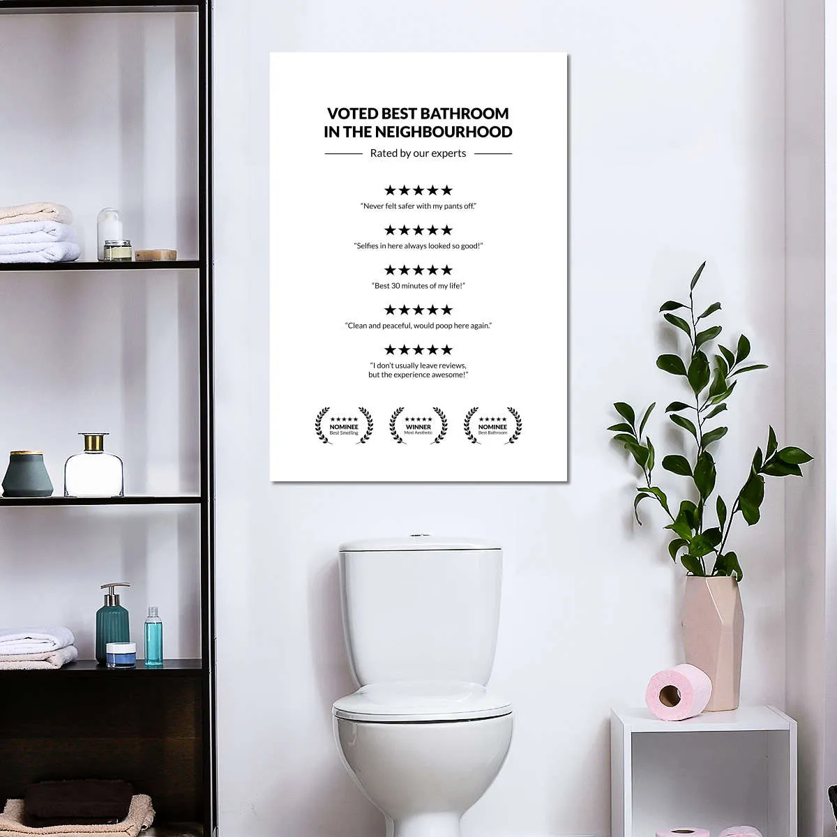 5 Star Bathroom Review Wall Art