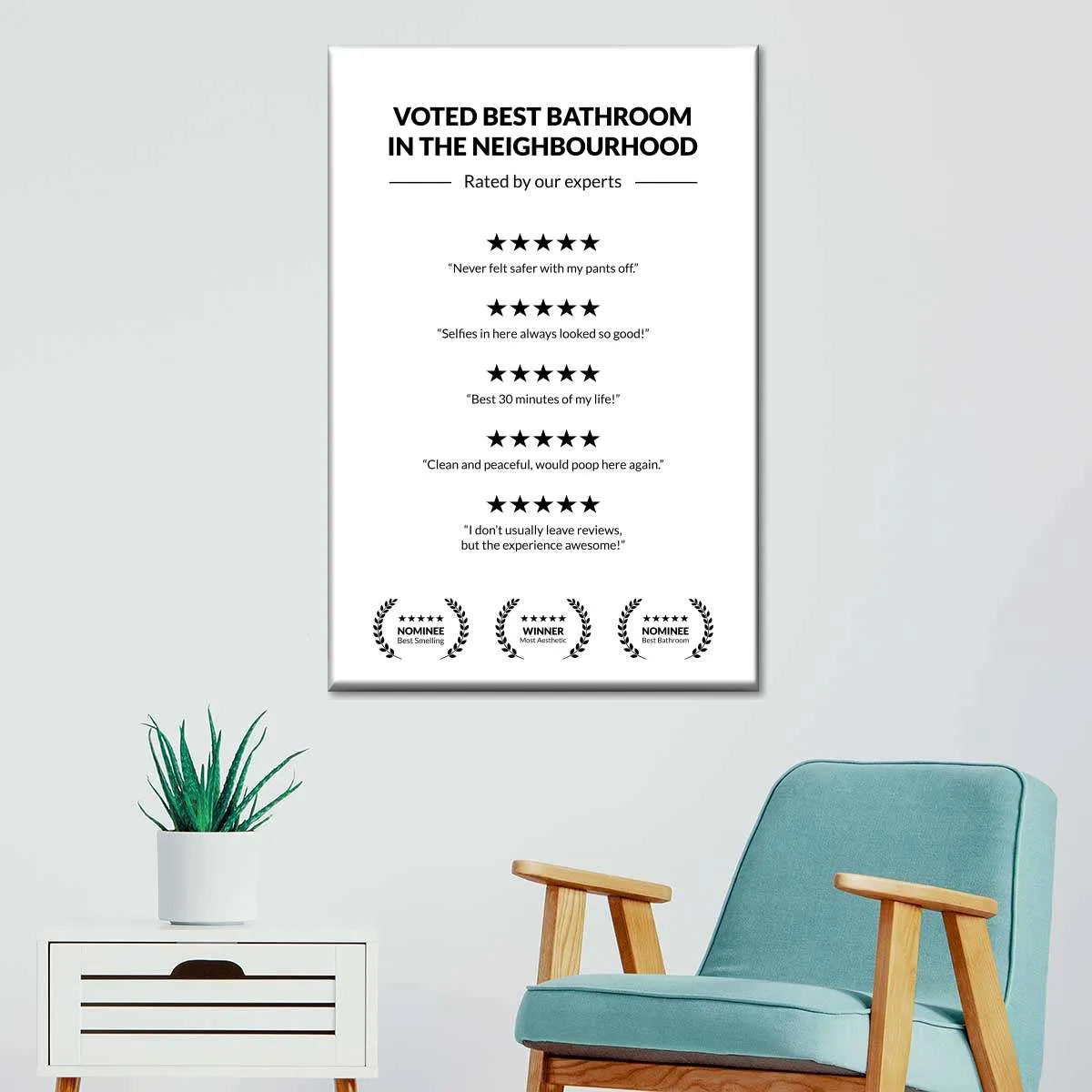 5 Star Bathroom Review Wall Art