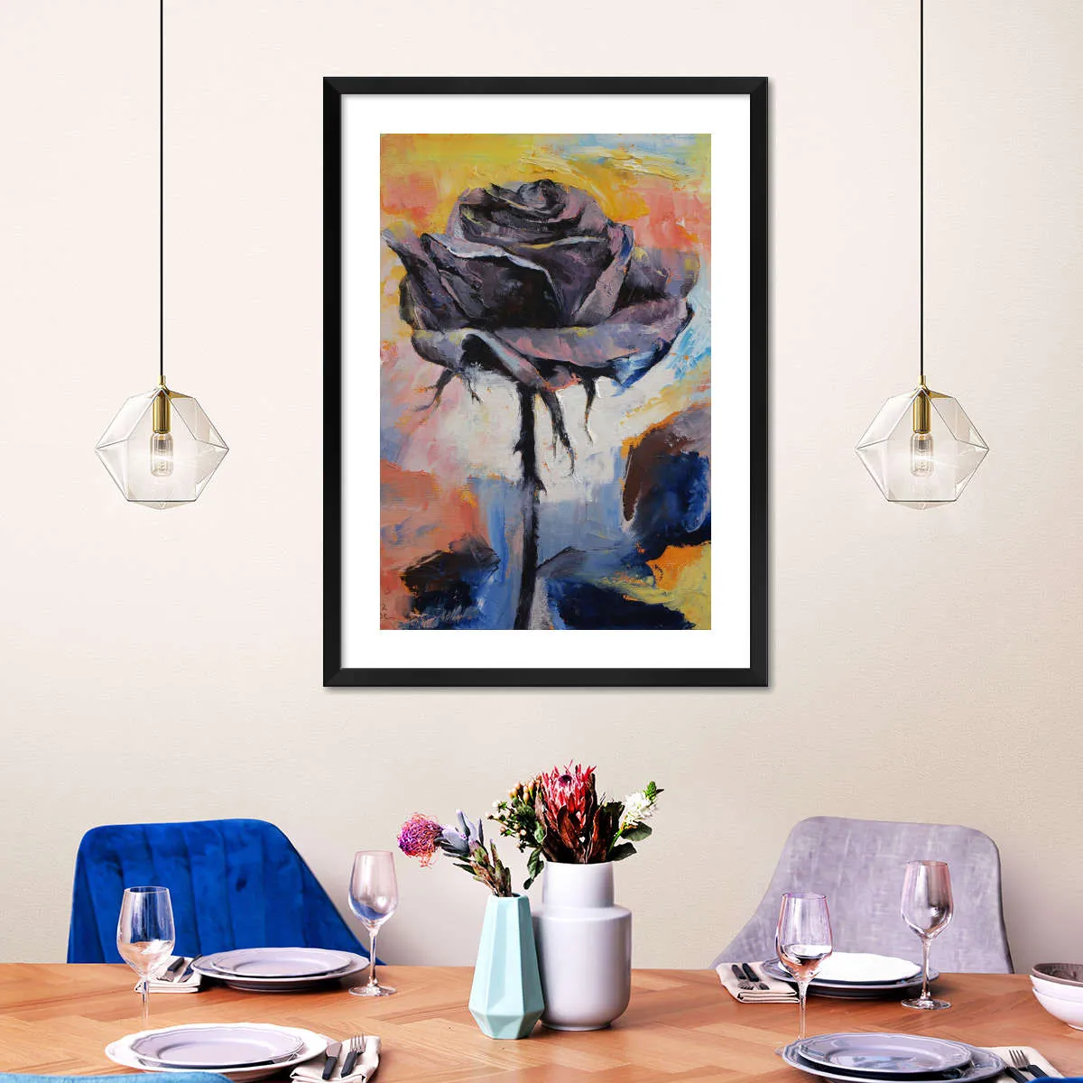 A Black Rose Wall Art