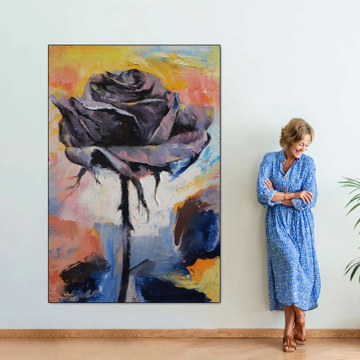 A Black Rose Wall Art