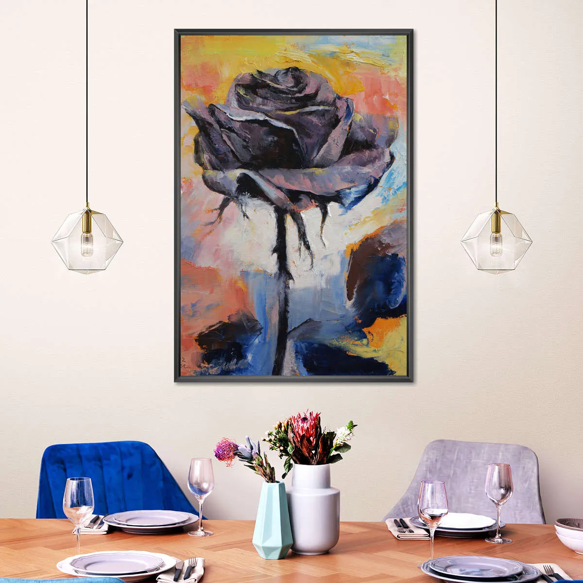 A Black Rose Wall Art