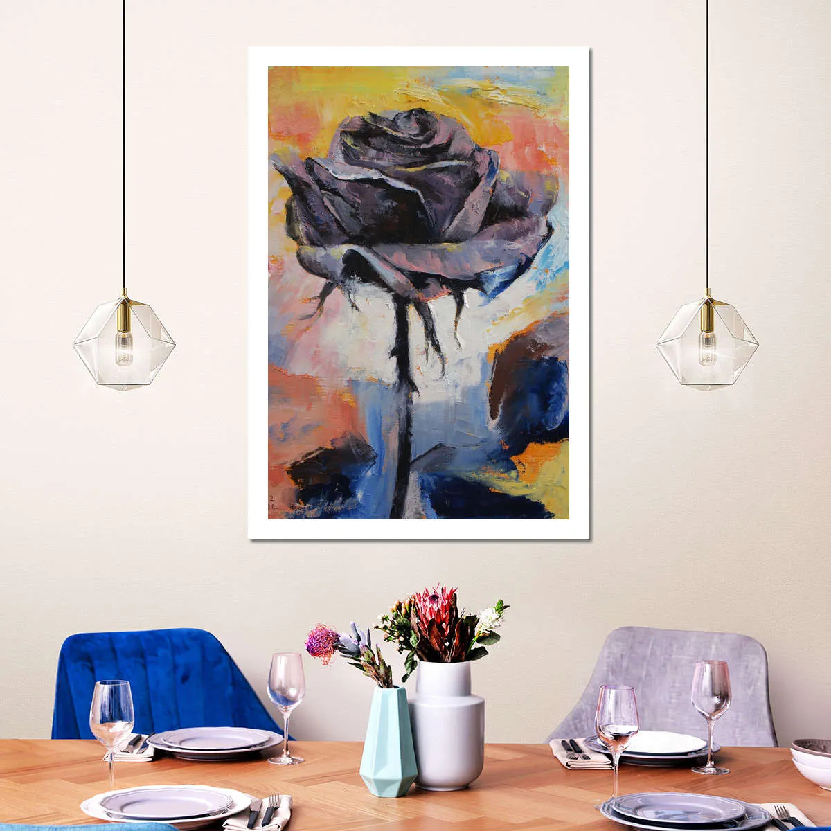 A Black Rose Wall Art