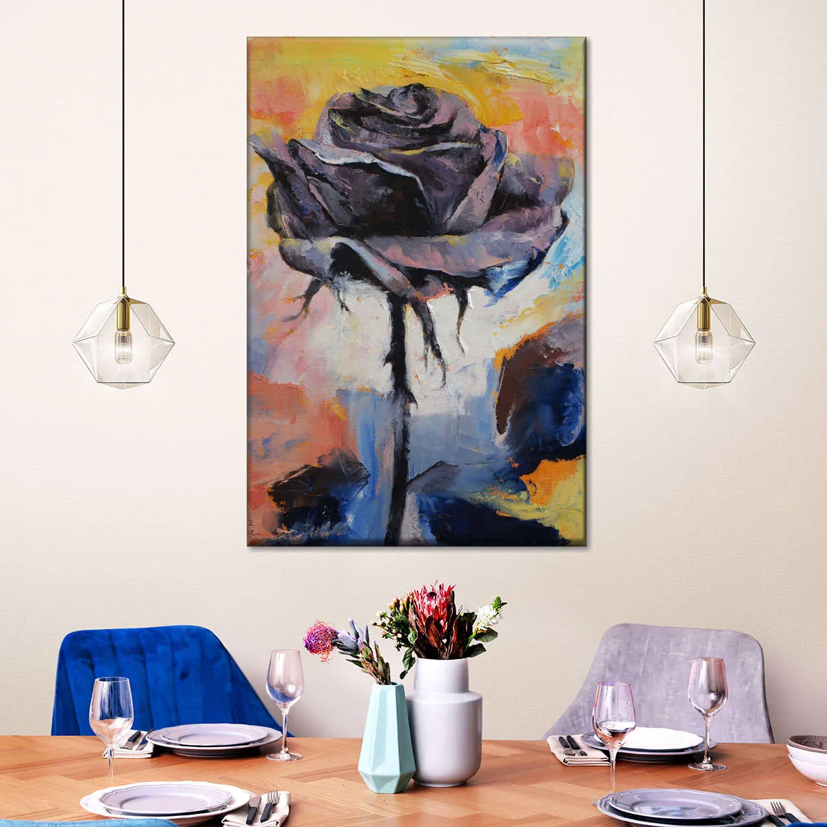 A Black Rose Wall Art