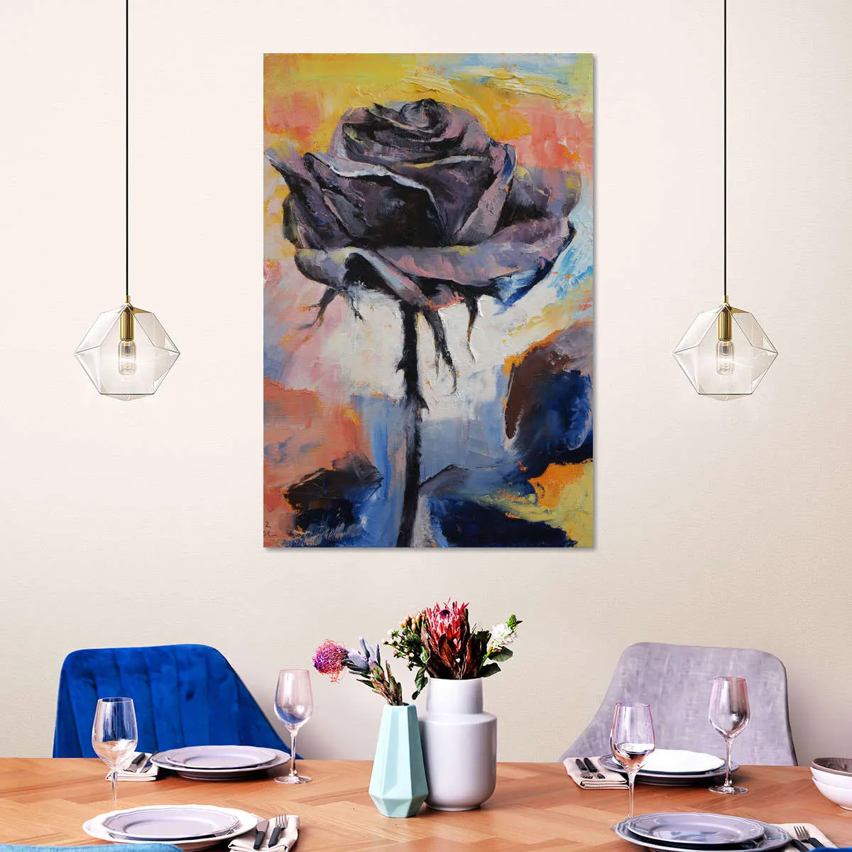 A Black Rose Wall Art