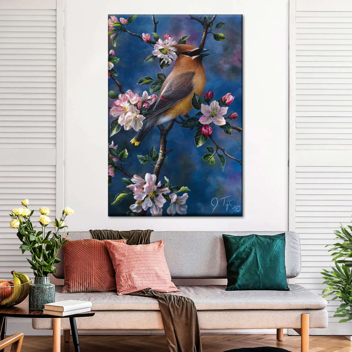 A Cedar Waxwing Wall Art
