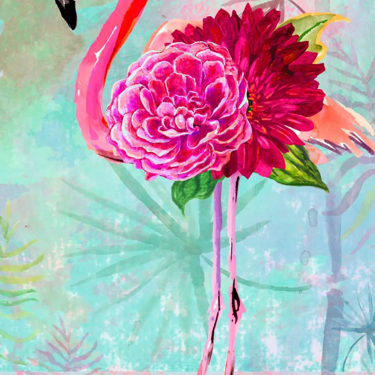 A Floral Flamingo Wall Art