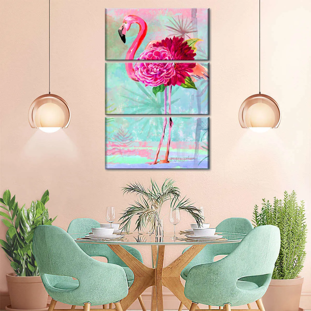 A Floral Flamingo Wall Art