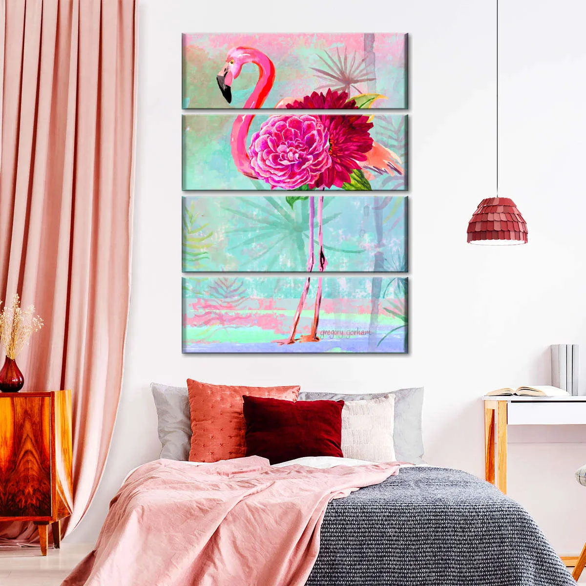A Floral Flamingo Wall Art