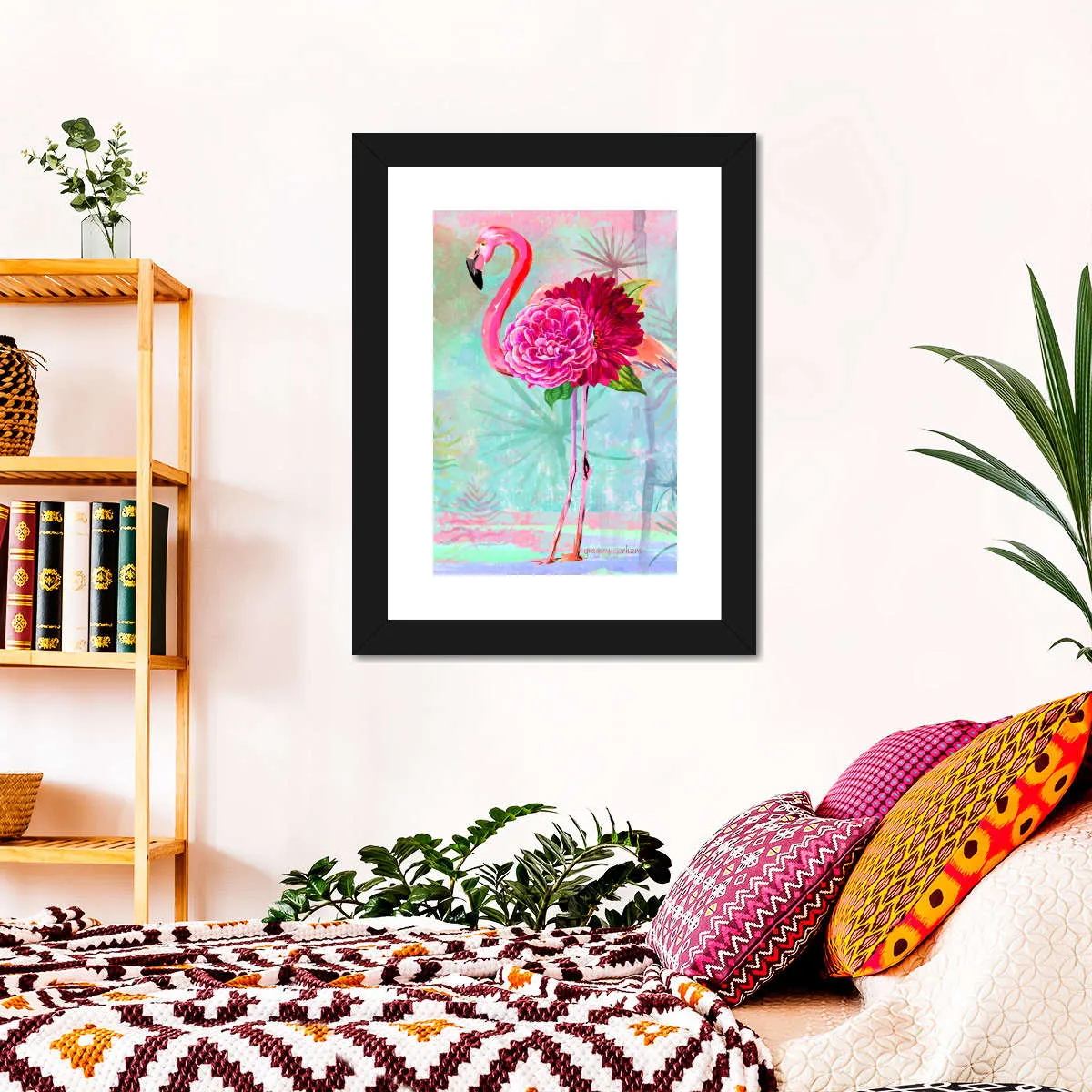 A Floral Flamingo Wall Art