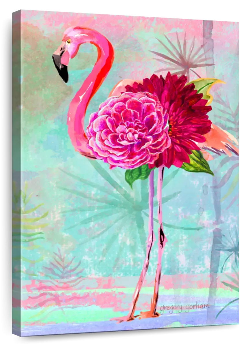 A Floral Flamingo Wall Art