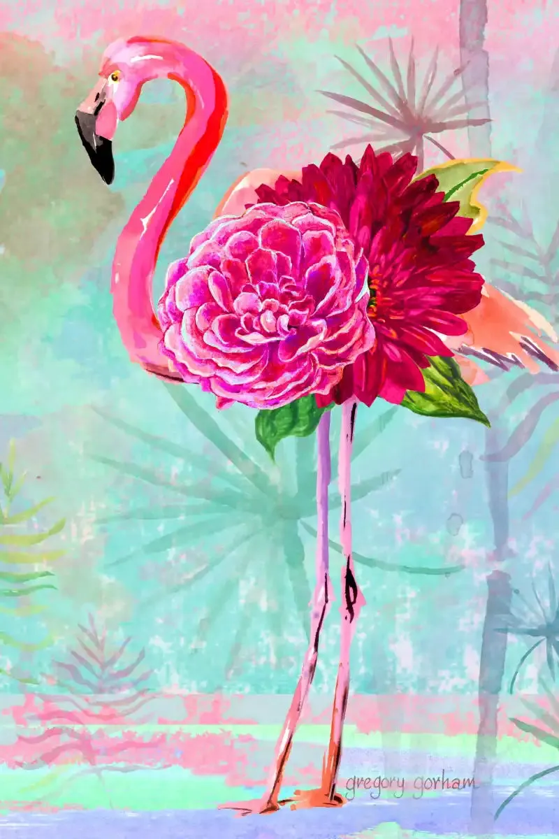 A Floral Flamingo Wall Art