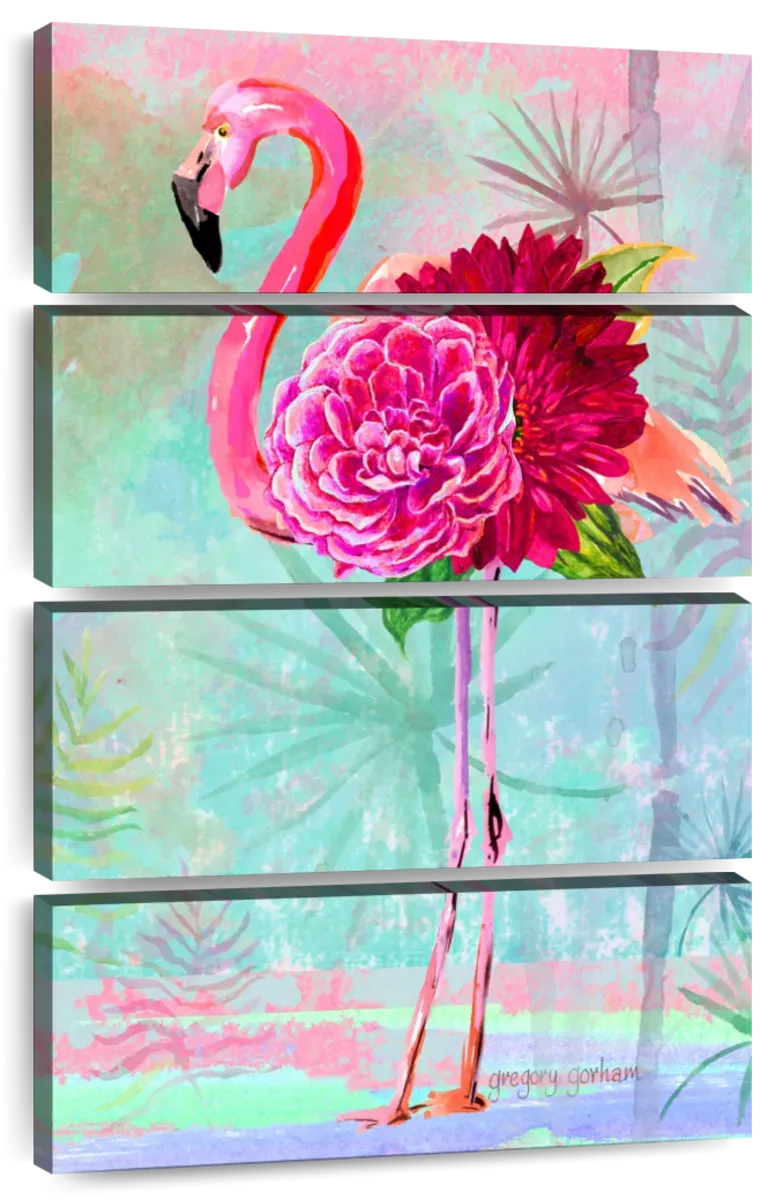A Floral Flamingo Wall Art