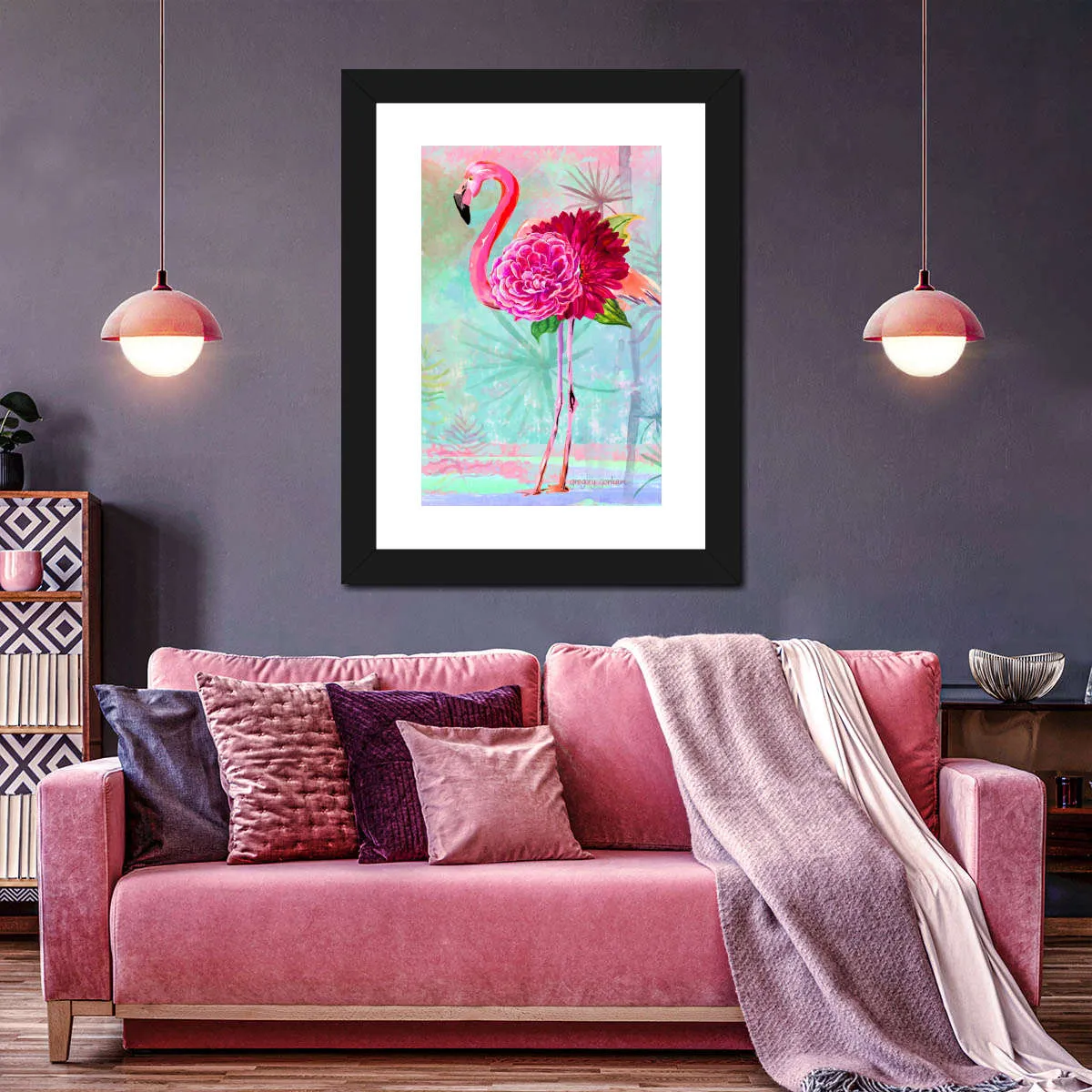 A Floral Flamingo Wall Art