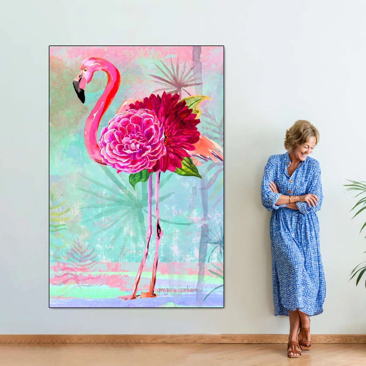 A Floral Flamingo Wall Art