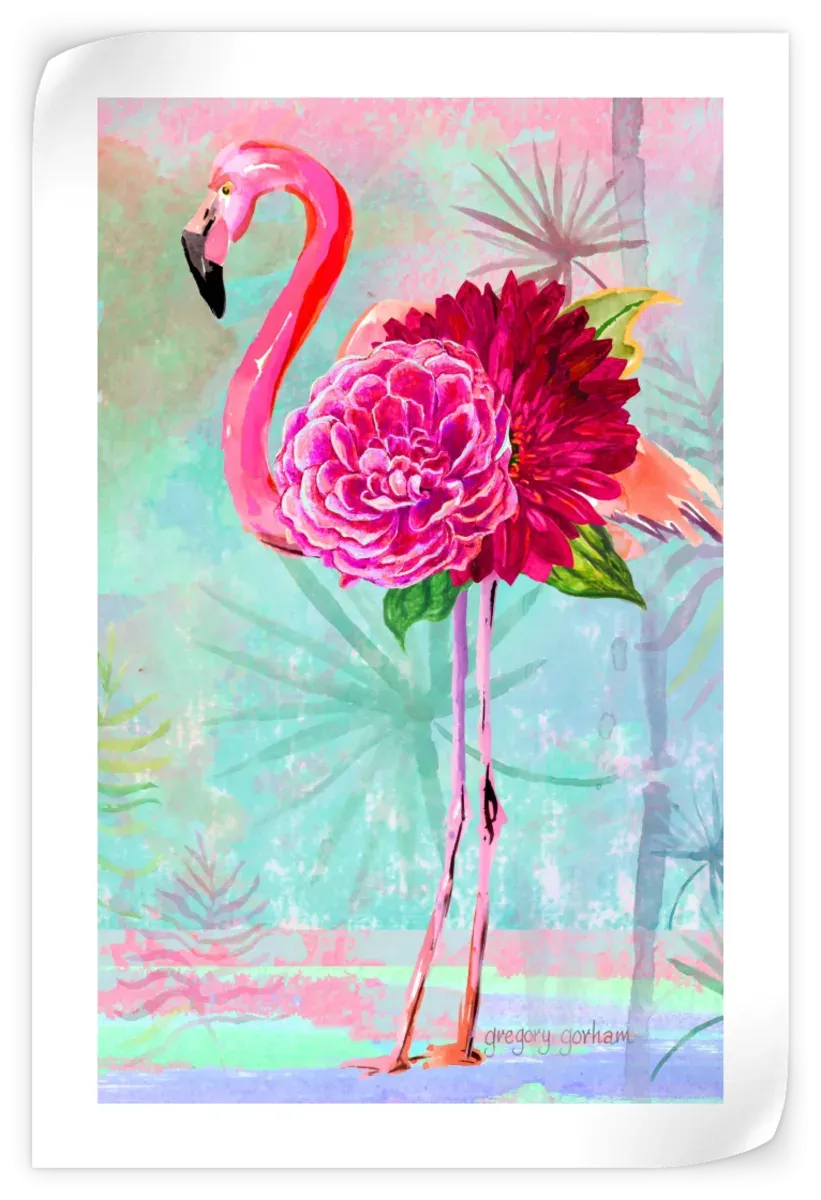 A Floral Flamingo Wall Art