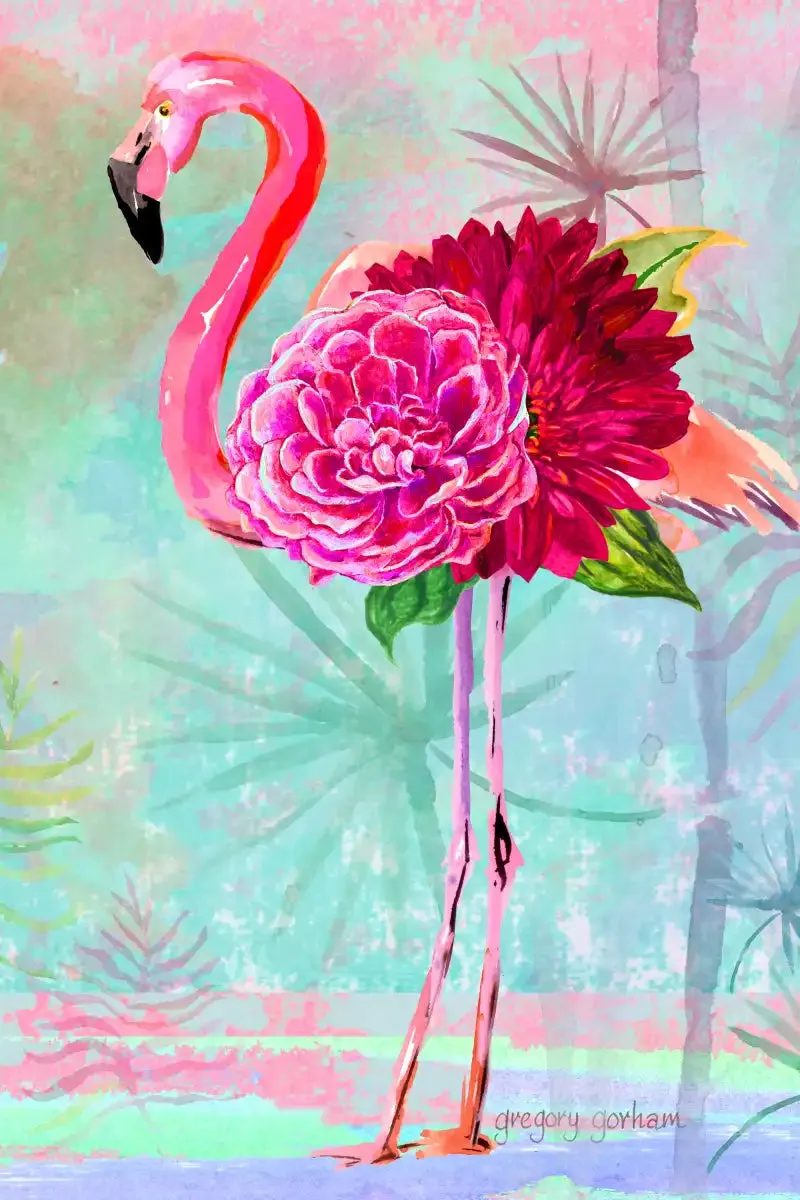 A Floral Flamingo Wall Art