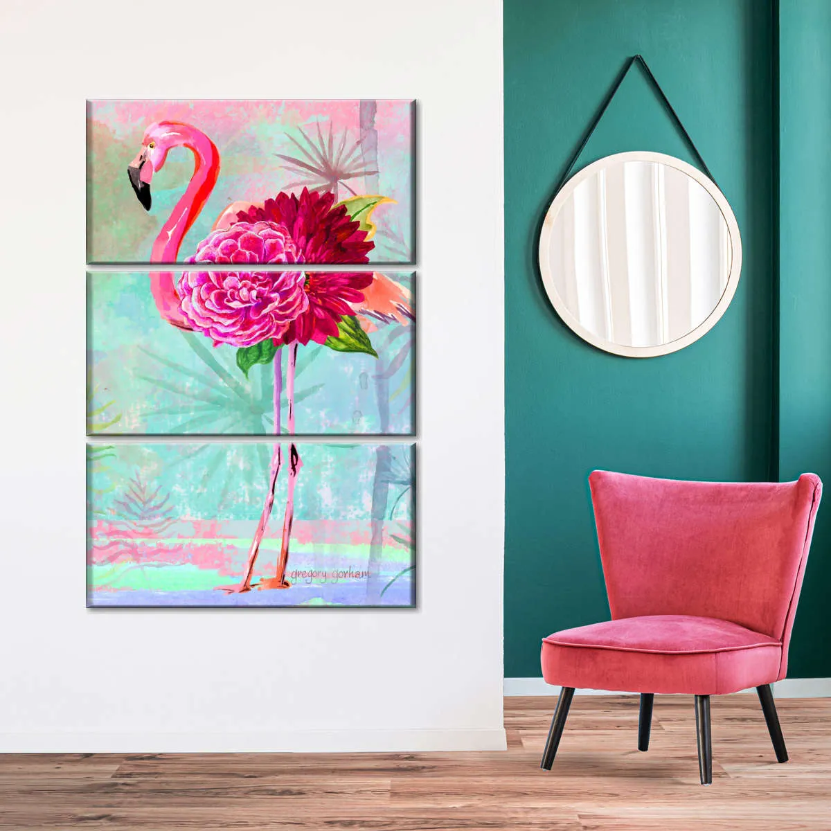 A Floral Flamingo Wall Art