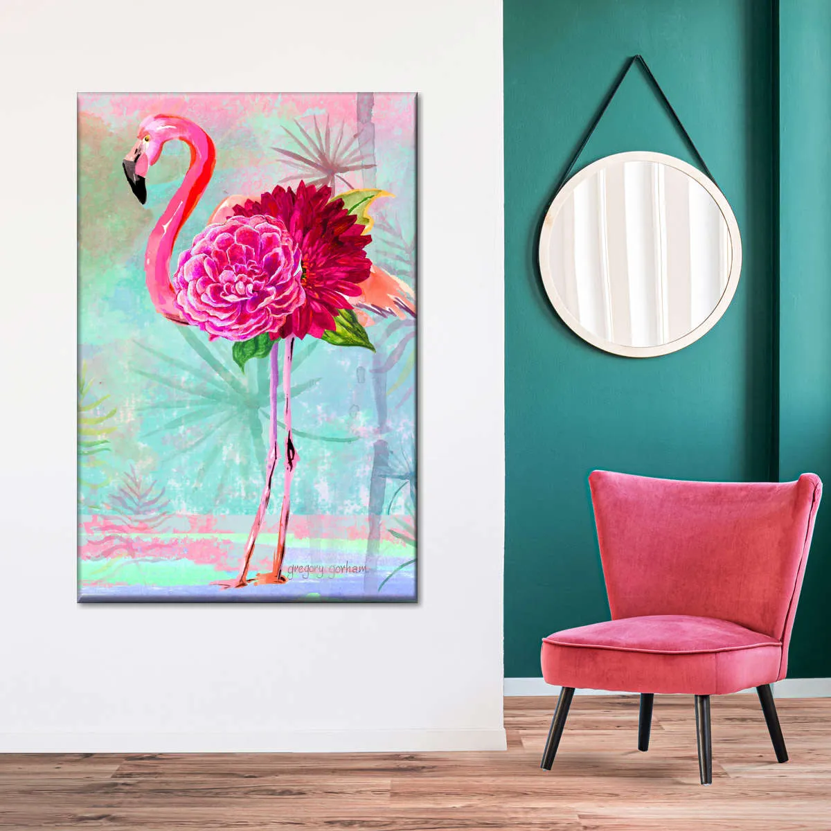 A Floral Flamingo Wall Art