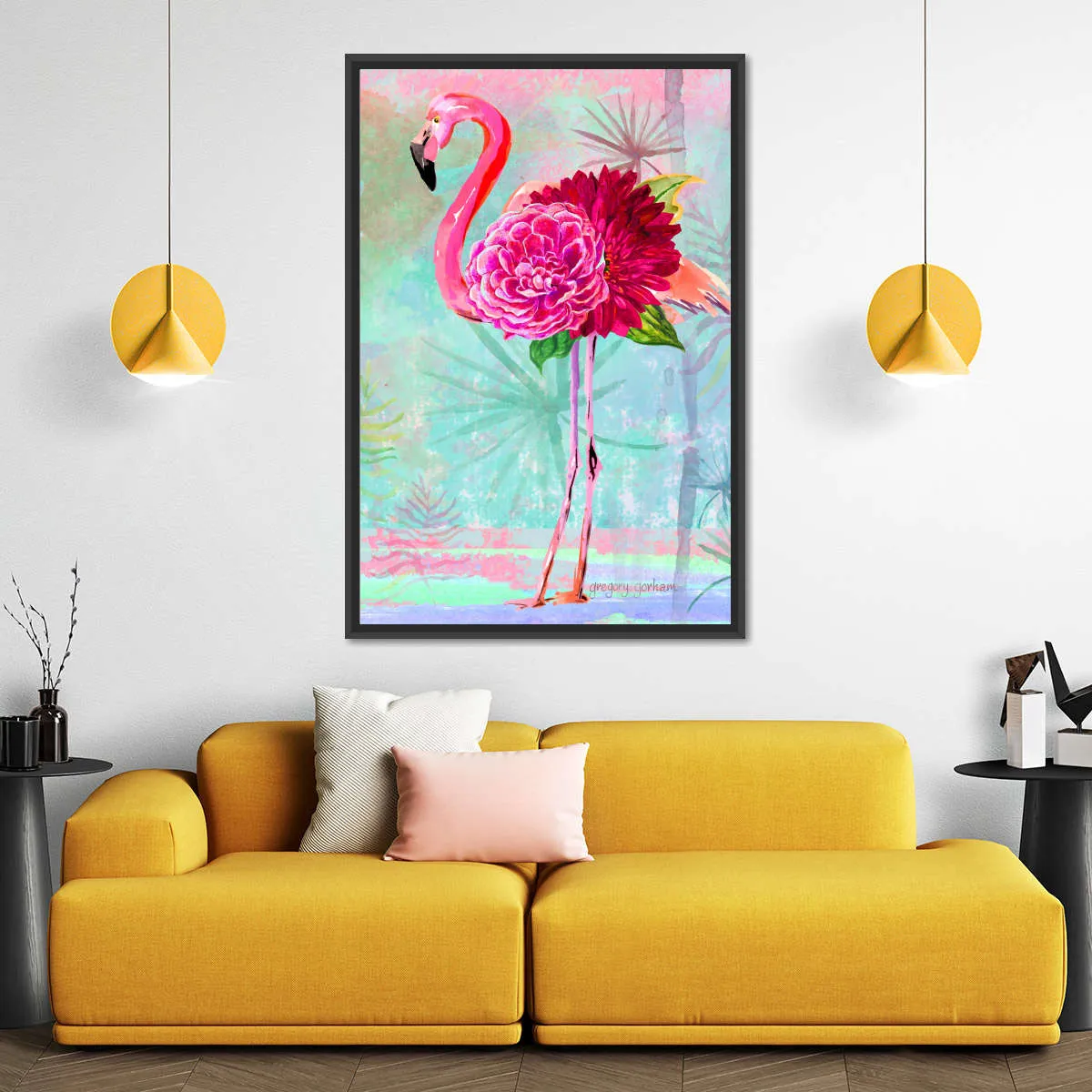 A Floral Flamingo Wall Art