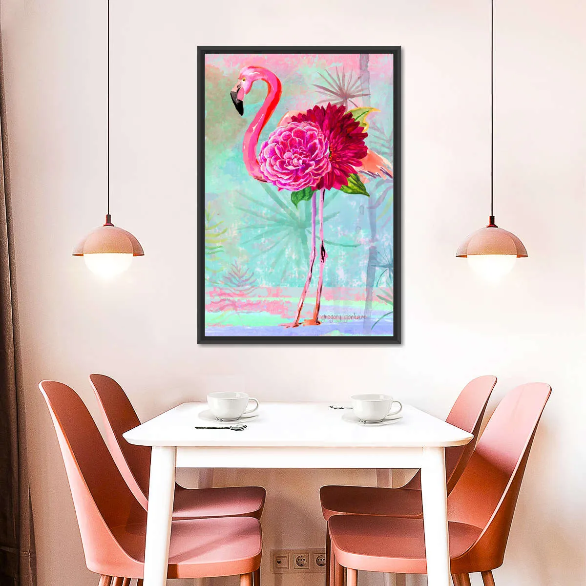 A Floral Flamingo Wall Art
