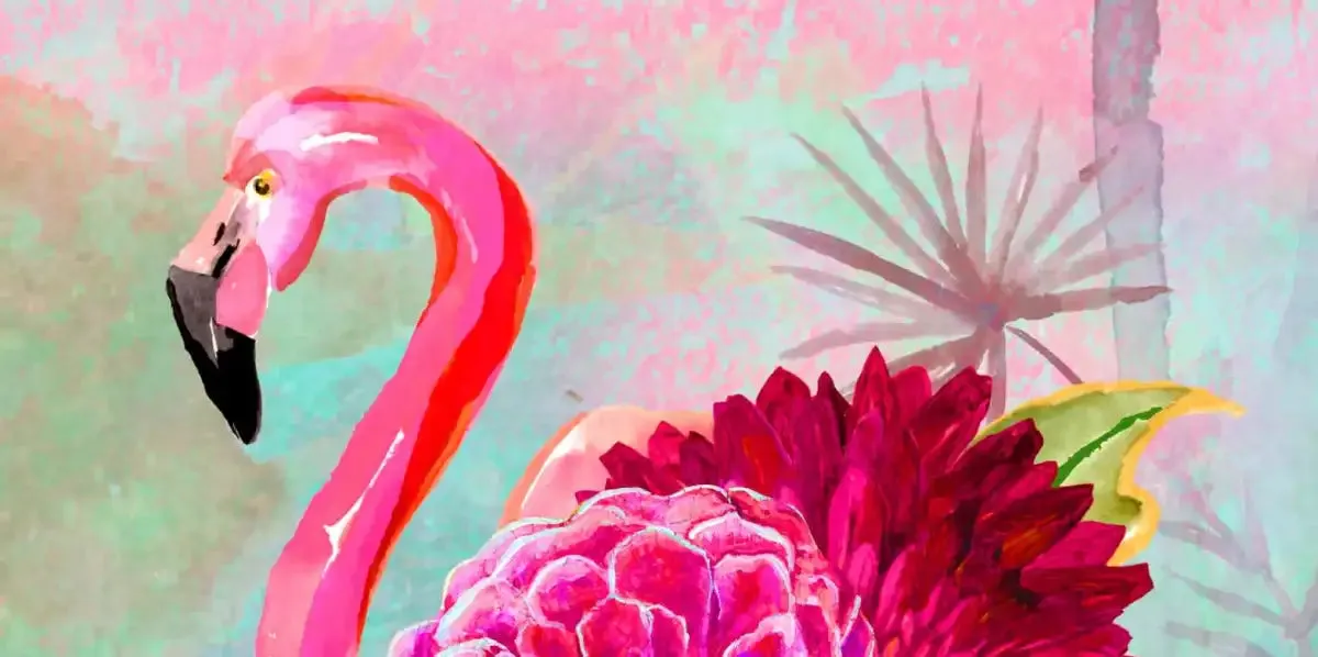 A Floral Flamingo Wall Art