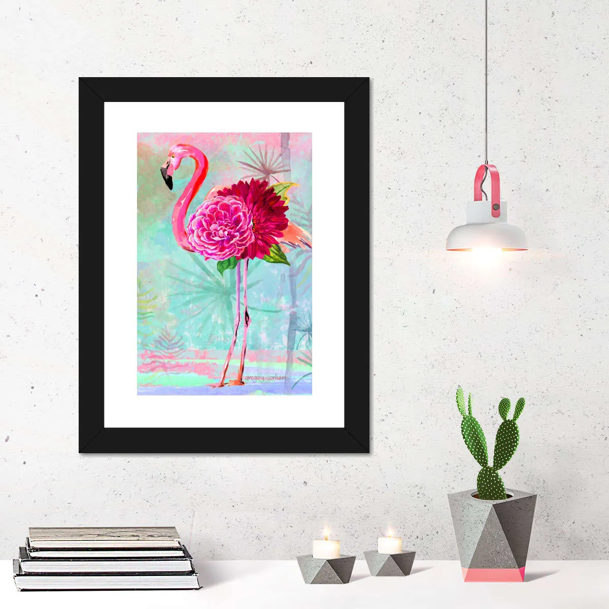 A Floral Flamingo Wall Art