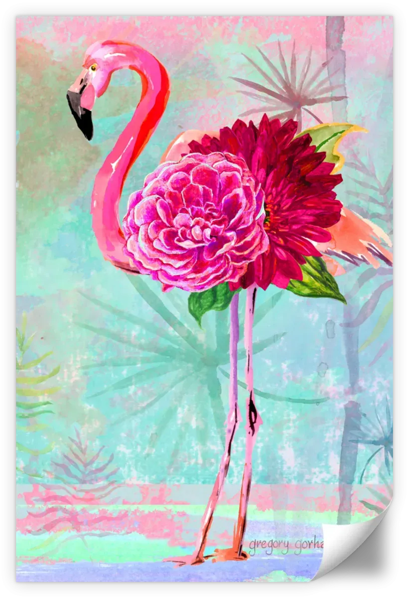 A Floral Flamingo Wall Art