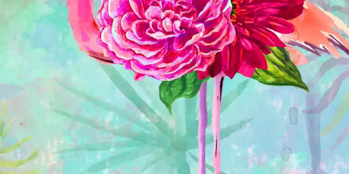 A Floral Flamingo Wall Art
