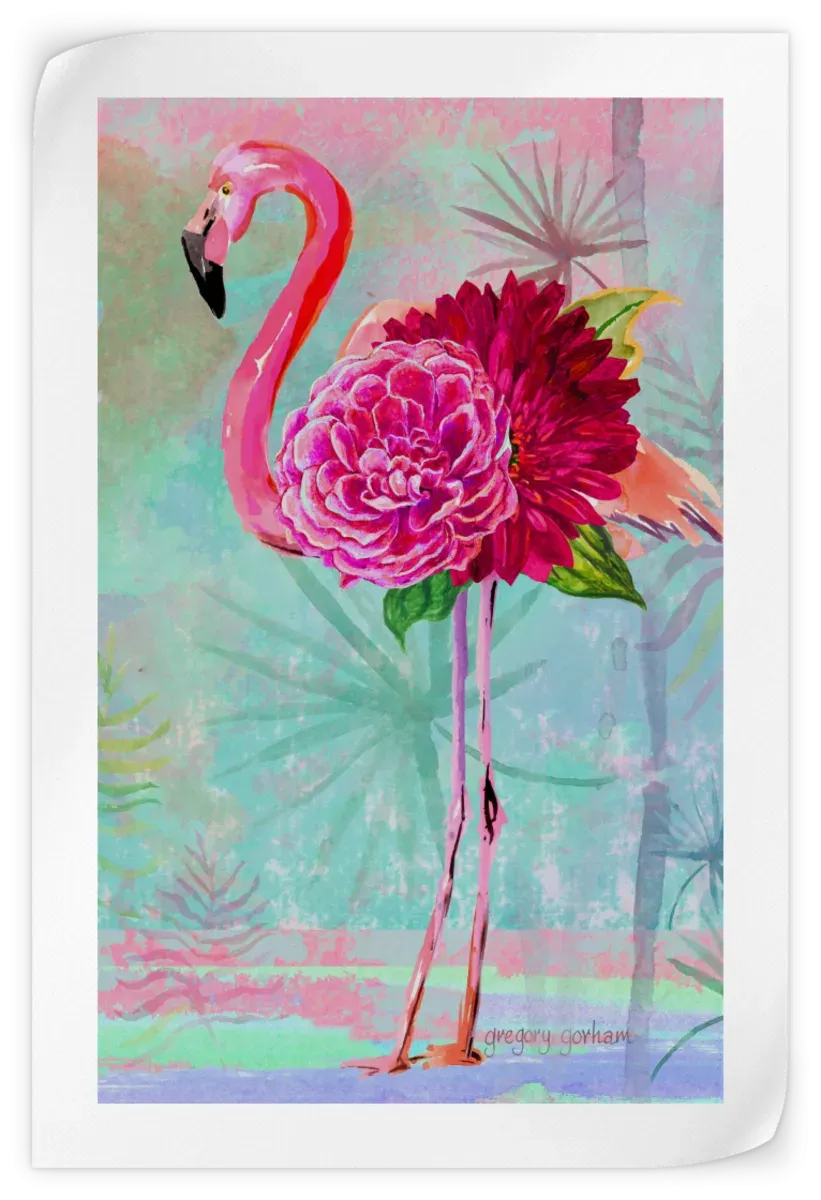 A Floral Flamingo Wall Art