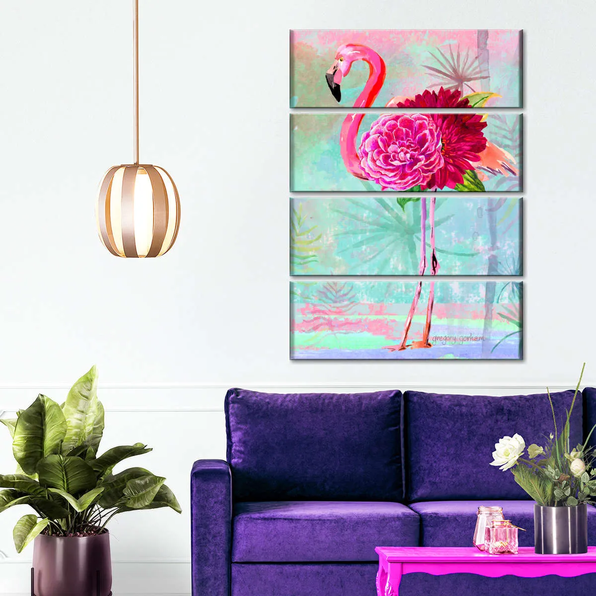 A Floral Flamingo Wall Art