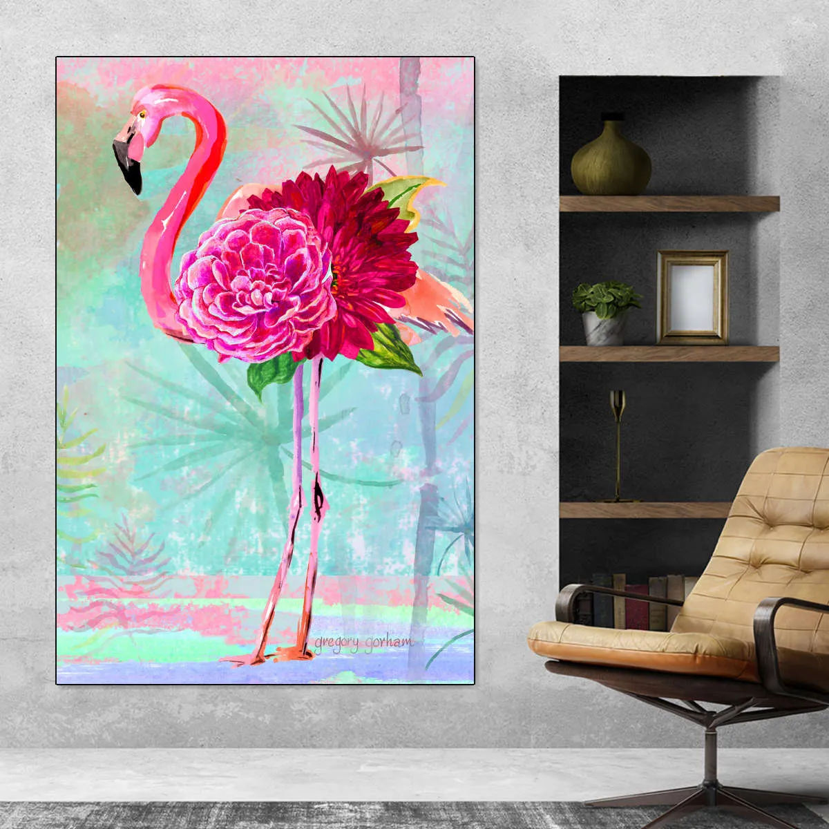A Floral Flamingo Wall Art